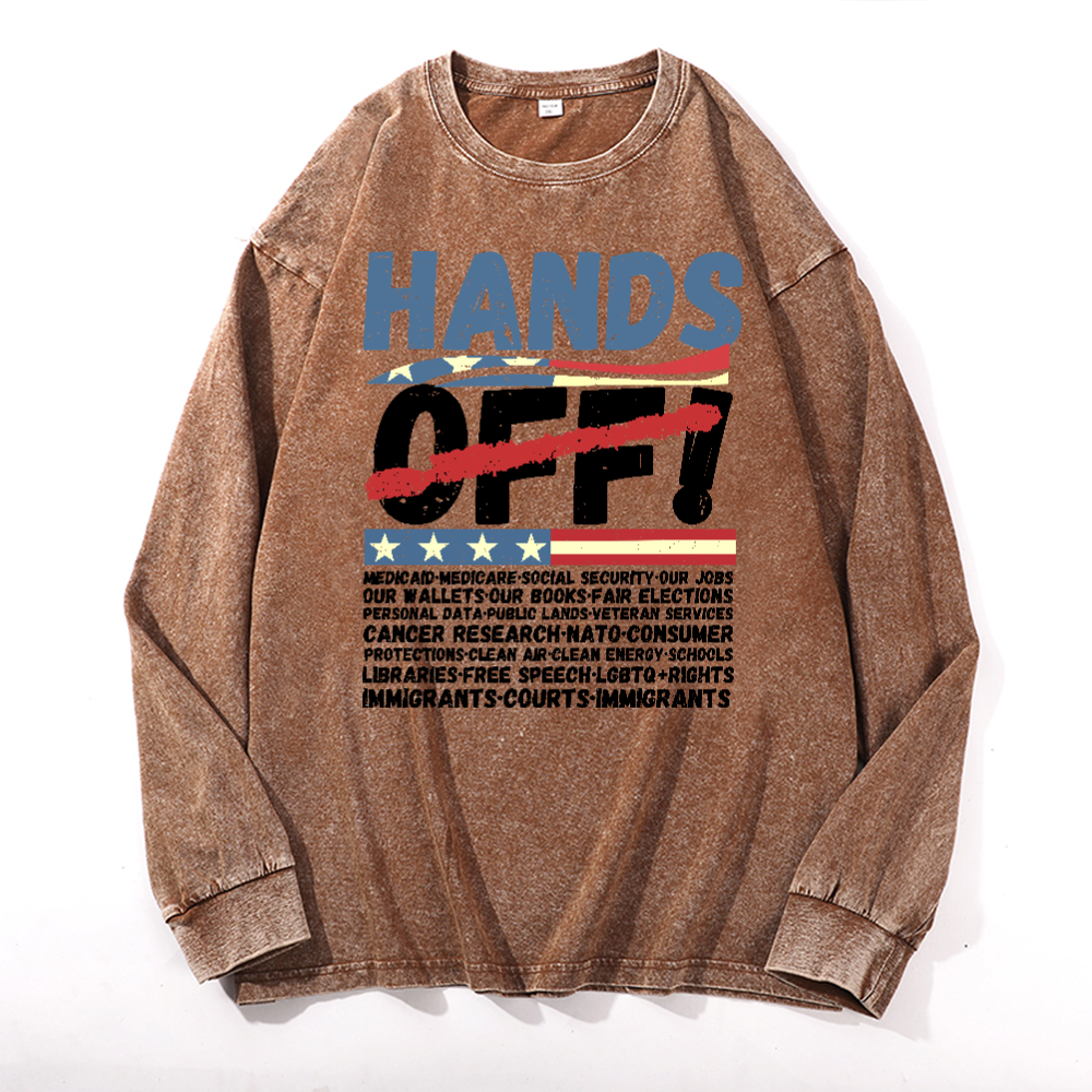 Hands Off... Vintage Cotton Wash Long-sleeve T-shirt