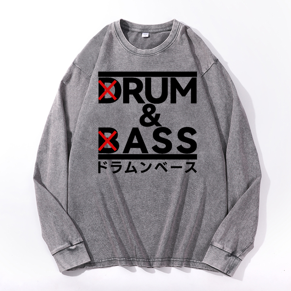 Drum and Bass Vintage Cotton Wash Long-sleeve T-shirt