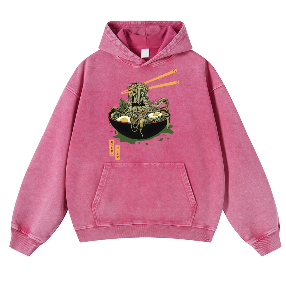 Monster Ramen Vintage Washed Thick Cotton Hoodie