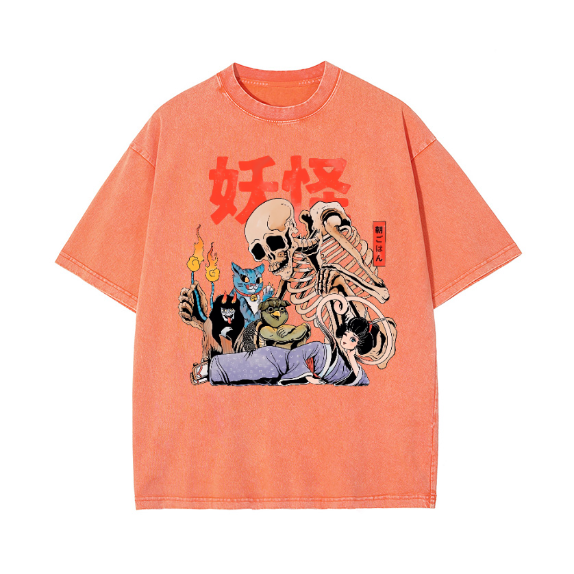 A Mysterious Group of Japanese Yokai Vintage Wash Japanese Design T-Shirt