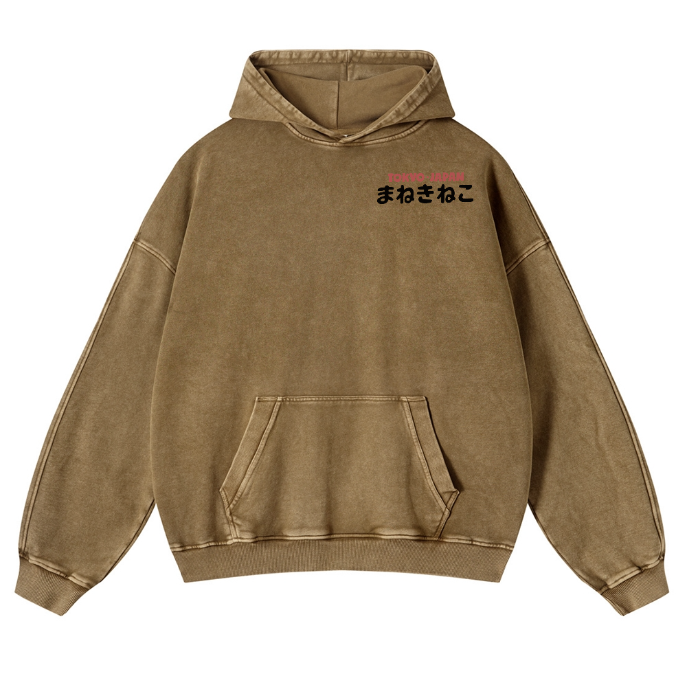 Kaiju Monster Tokyo Japan Vintage Washed Cotton Back Art Hoodie