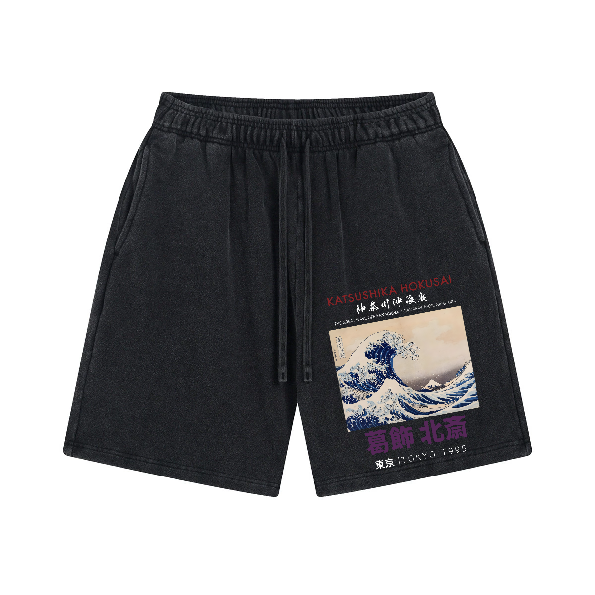Katsushika Hokusai Vintage Pure Thick Cotton Shorts