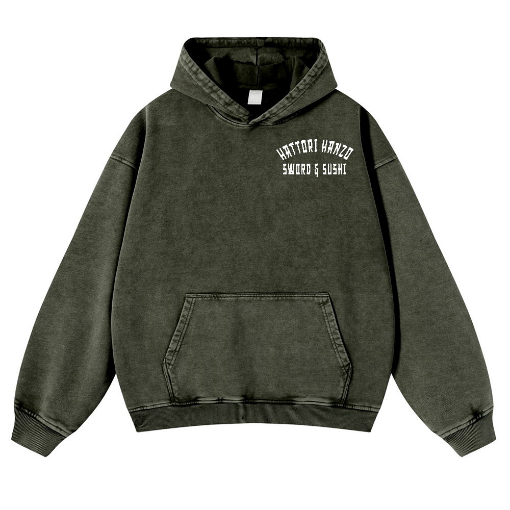 Hattori Hanzo Komainu Vintage Washed Cotton Back Art Hoodie