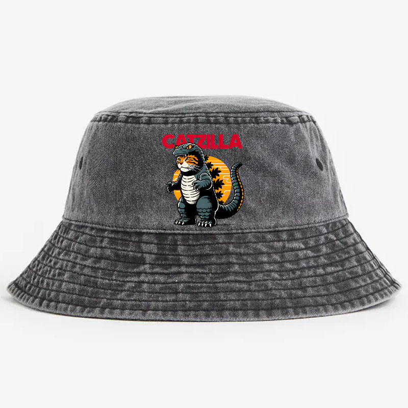 Catzilla Cat Kaiju Vintage 100% Cotton Bucket Hat