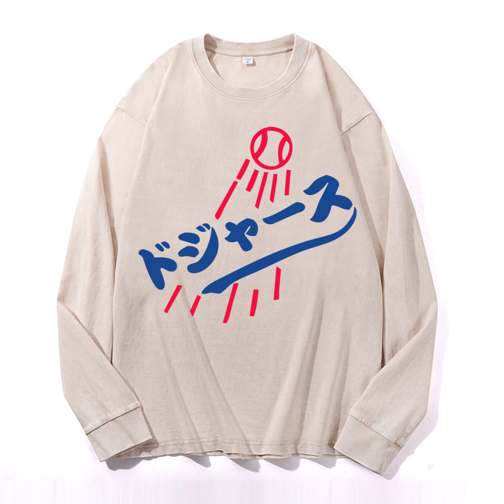 Dream Vintage Cotton Wash Crewneck Long-Sleeve T-Shirt