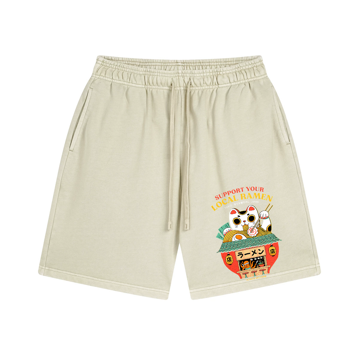 Ramen Lucky Cat Vintage Pure Thick Cotton Shorts