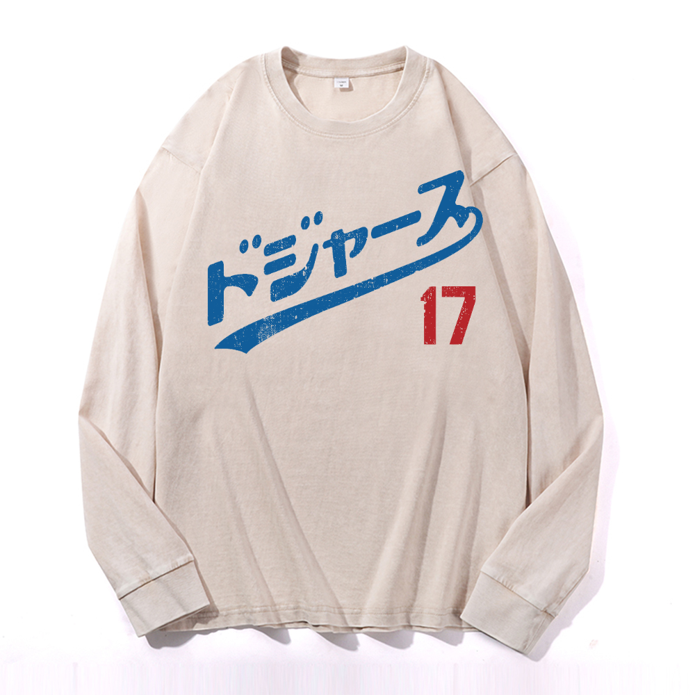 Dodger Baseball Vintage Cotton Wash Long-sleeve T-shirt