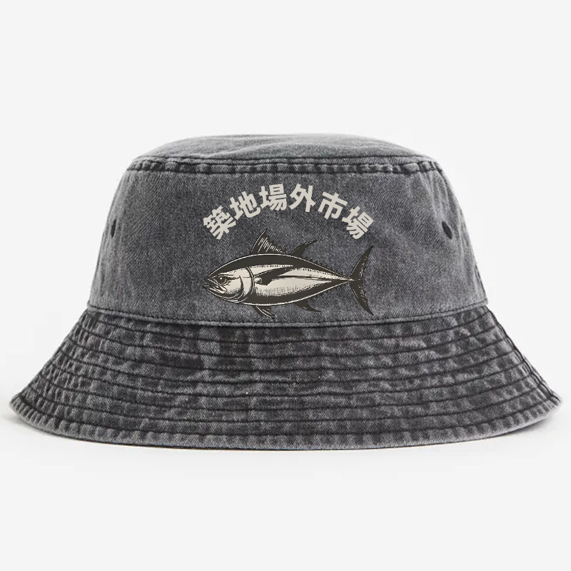 Tsukiji Fish Market Vintage 100% Cotton Bucket Hat