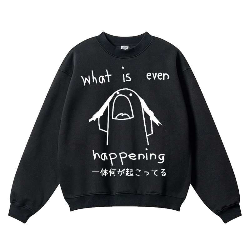 What Is Happening Vintage Cotton Blend Crewneck Sweatshirt