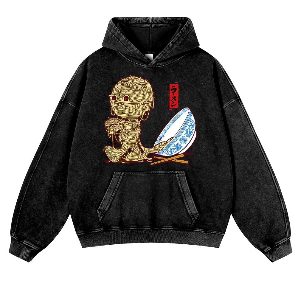 Ramen Yummy Vintage Washed Thick Cotton Hoodie