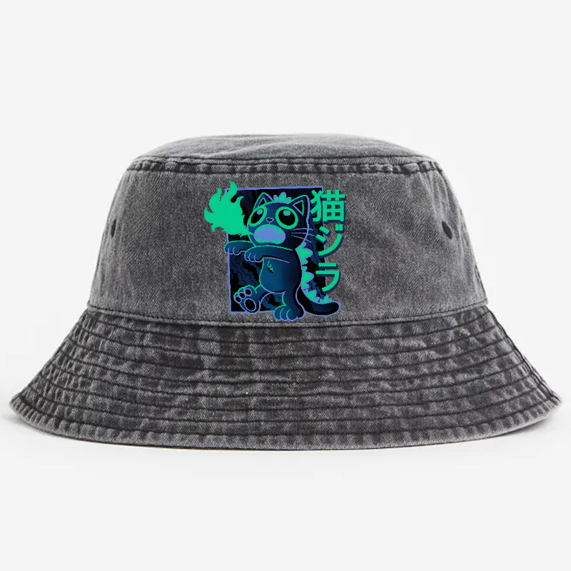 Cat Kaiju Vintage 100% Cotton Bucket Hat