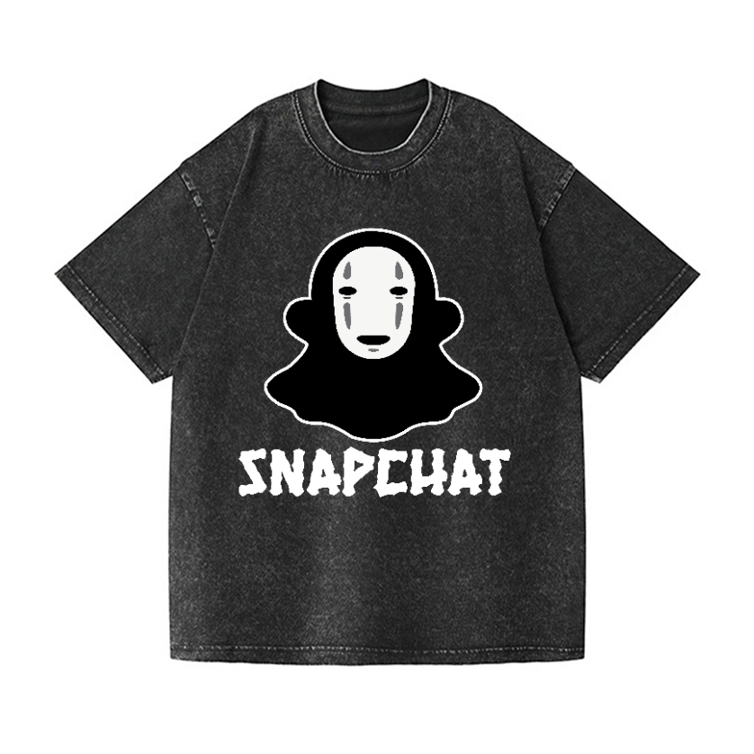 Ghibli No Face Kaonashi Snapchat Vintage Wash Japanese Design T-Shirt