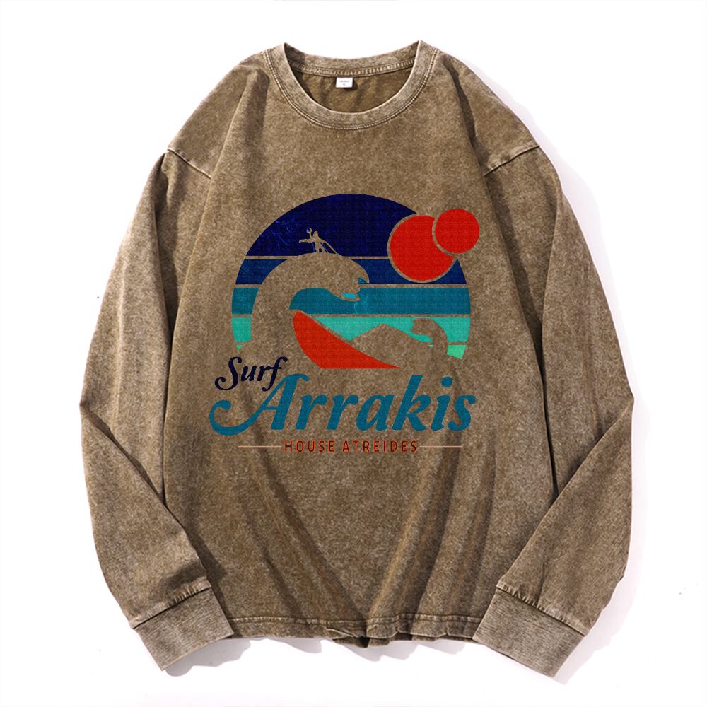 Vintage Cotton Wash Crewneck Long-Sleeve T-Shirt