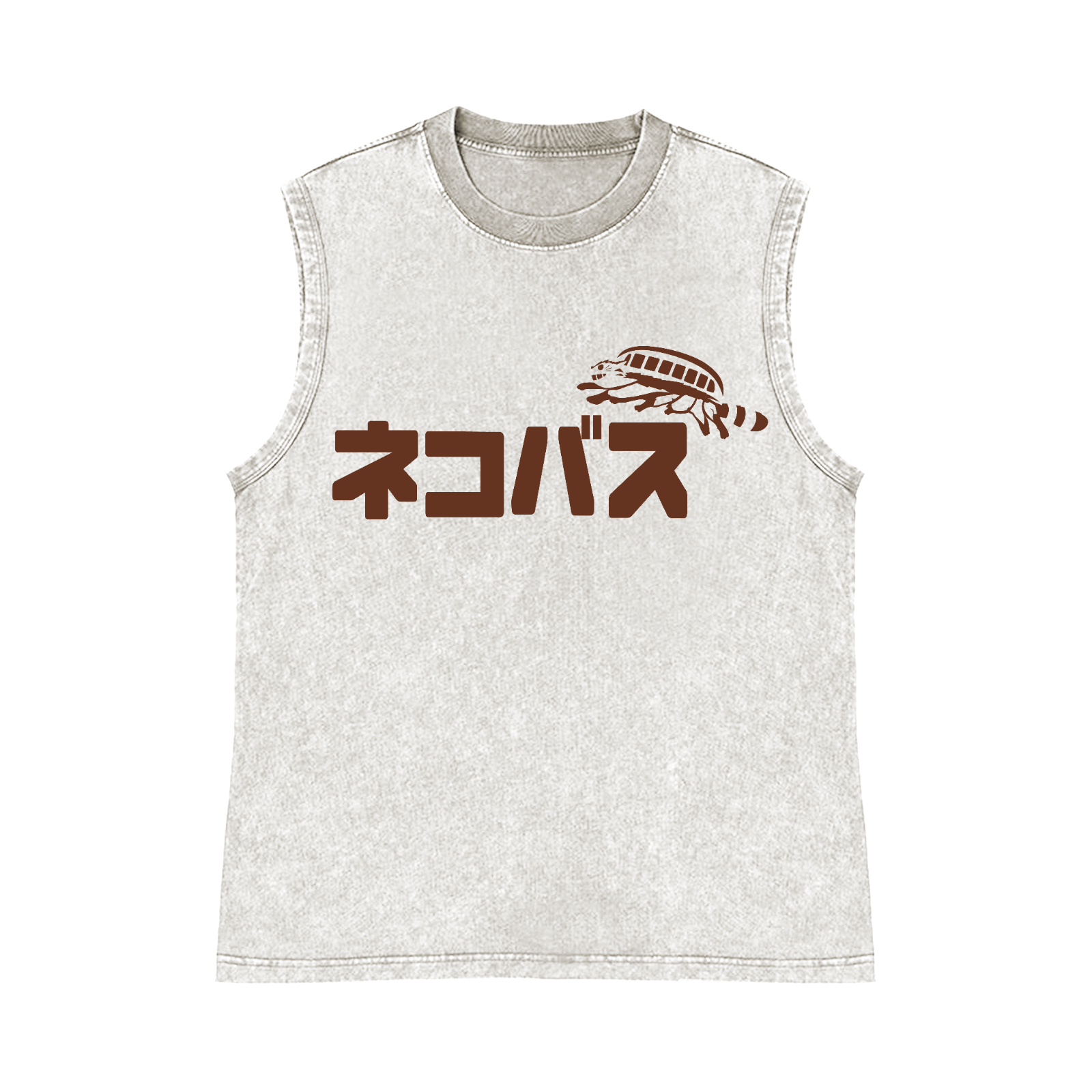 Ghibli Catbus Pure Cotton Wash-Dyed Sleeveless Tank Top