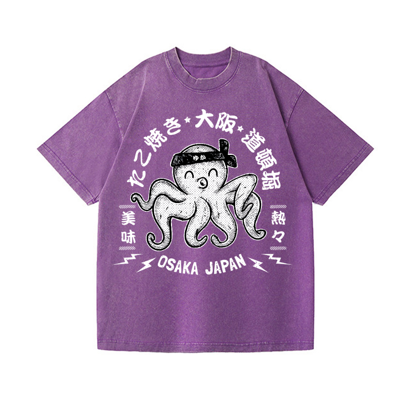 Octopus Takoyaki Osaka Japan Vintage Wash Japanese Design T-Shirt
