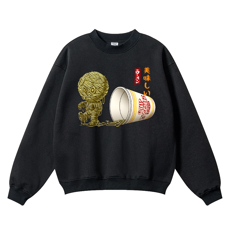 Cup Noodle Zombie Vintage Cotton Blend Crewneck Sweatshirt