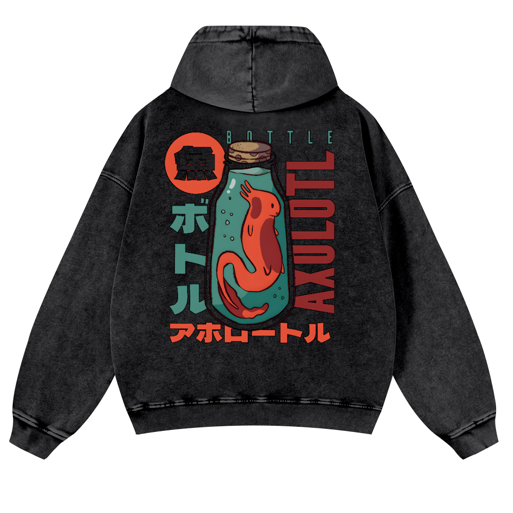 Axolotl Fish Vintage Washed Cotton Back Art Hoodie