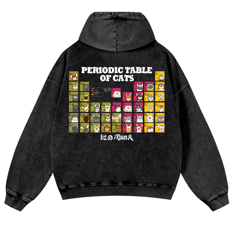 Periodic Table of Cats Vintage Washed Cotton Back Art Hoodie
