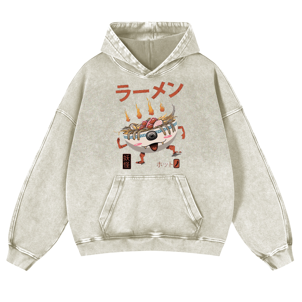 Ramen Monster Vintage Washed Thick Cotton Hoodie