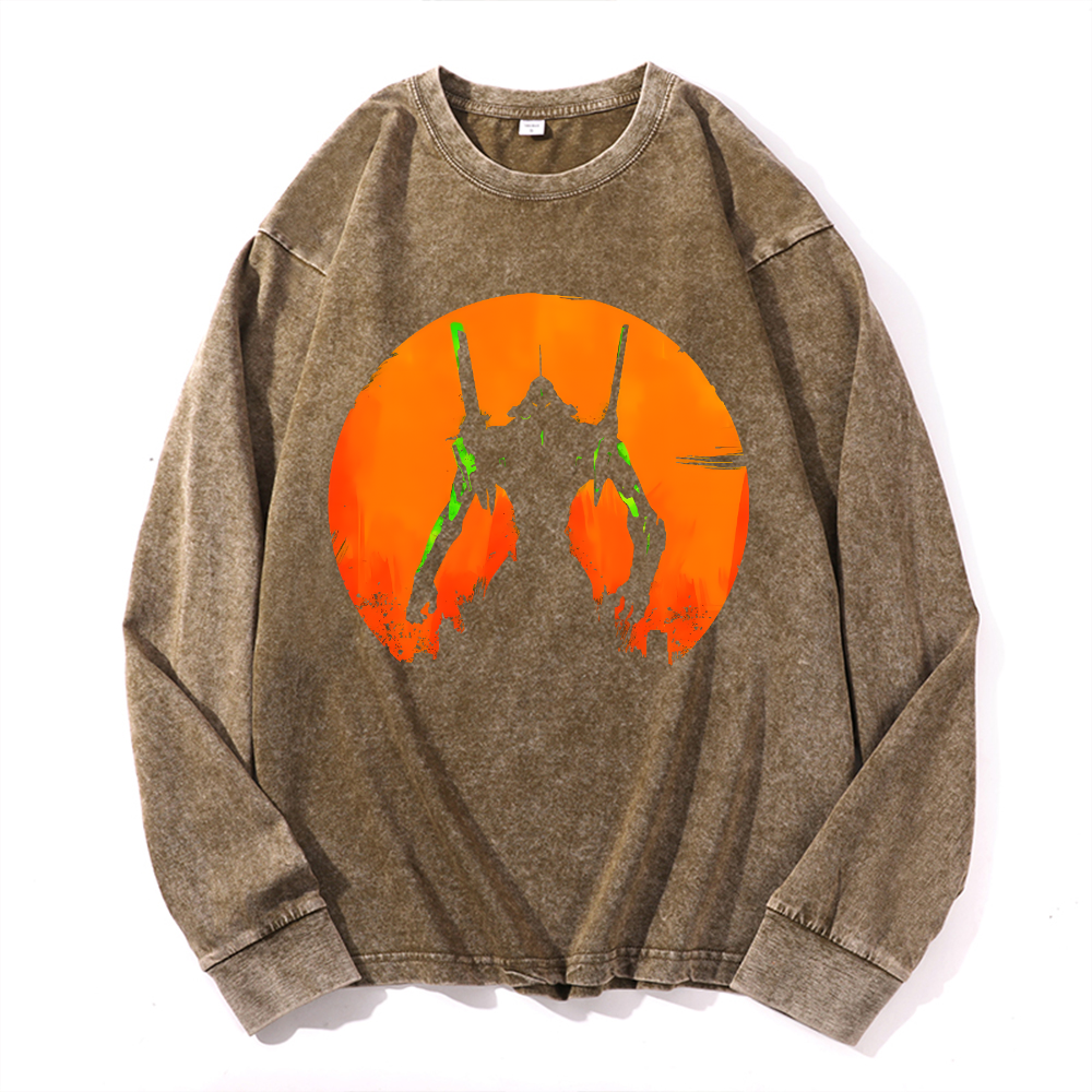 Vintage Cotton Wash Crewneck Long-Sleeve T-Shirt