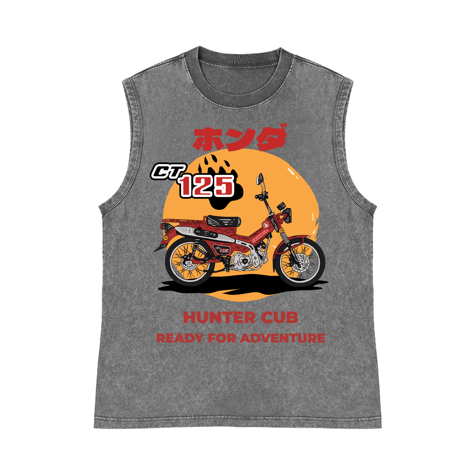 Motorcycle Bike CT125 Pure Cotton Wash-Dyed Sleeveless Tank Top