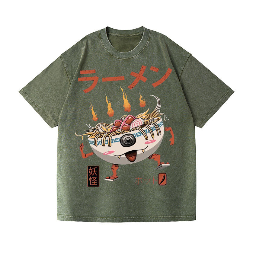 Ramen Monster Vintage Wash Japanese Design T-Shirt