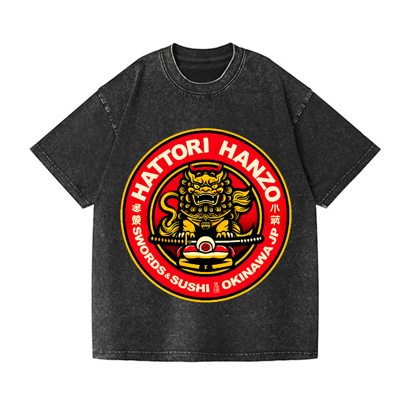 Hattori Hanzo Komainu Okinawa Japan Vintage Wash Japanese Design T-Shirt