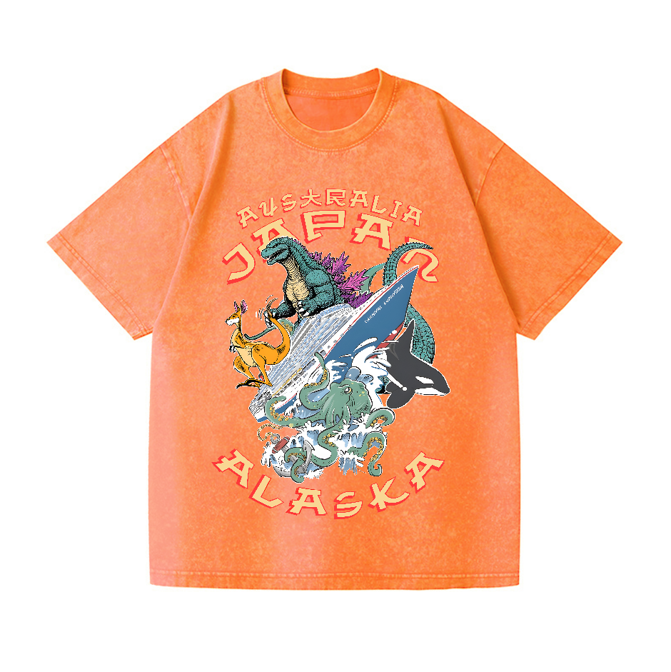 Japan Alaska Kaiju Vintage Wash Japanese Design T-Shirt