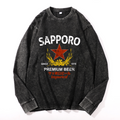 Vintage Cotton Wash Crewneck Long-Sleeve T-Shirt