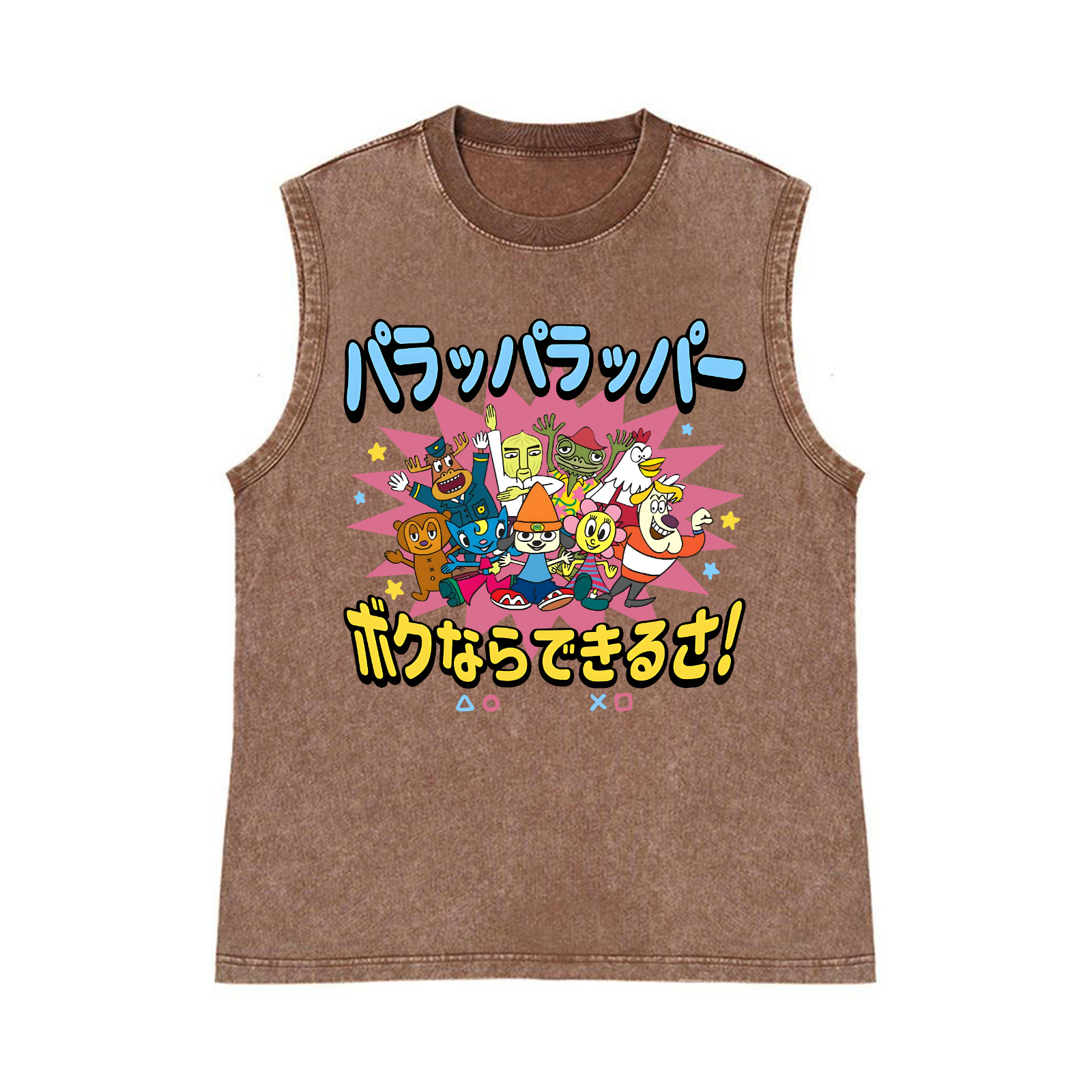 PaRappa the Rapper Pure Cotton Wash-Dyed Sleeveless Tank Top