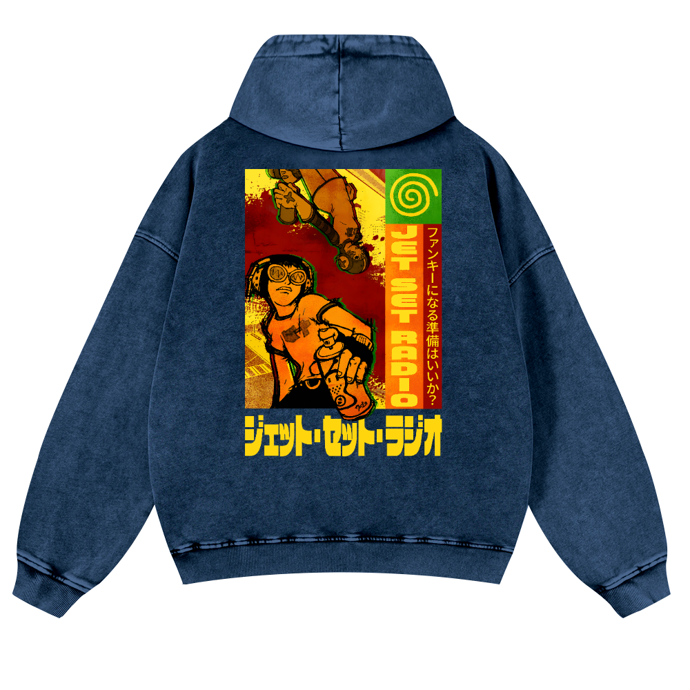 Jet Set Radio Vintage Washed Cotton Back Art Hoodie