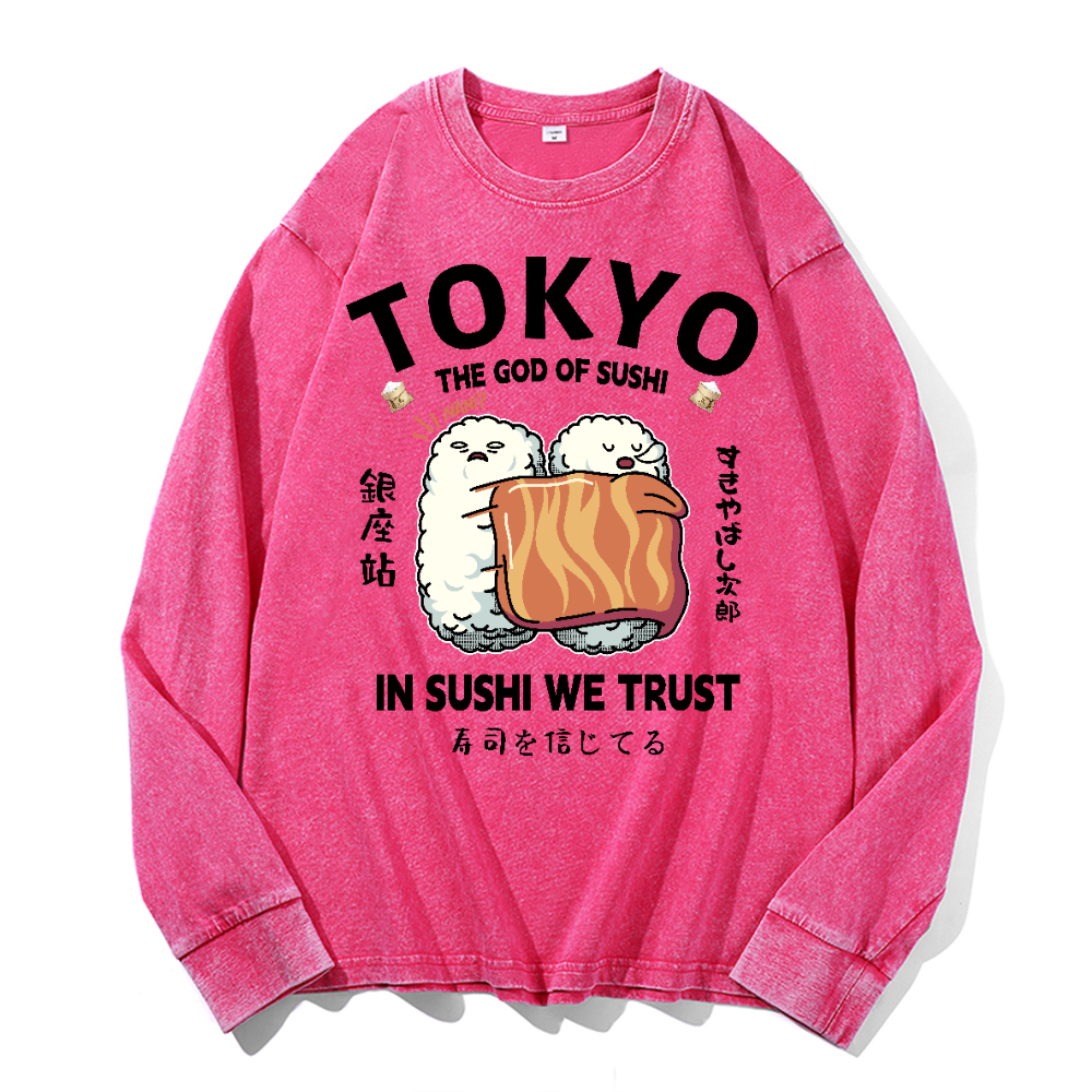 Sushi Vintage Cotton Wash Crewneck Sweatshirt
