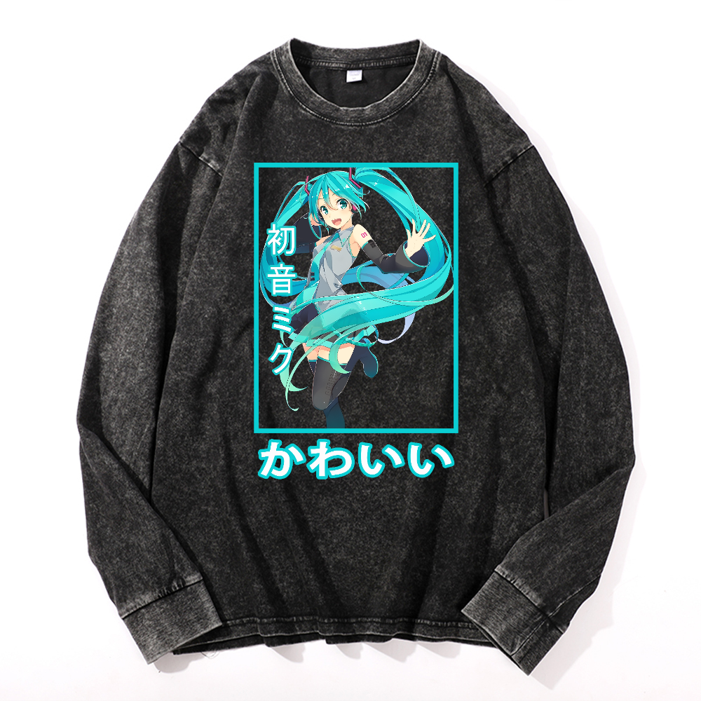 Hatsune Miku Vintage Cotton Wash Long-sleeve T-shirt