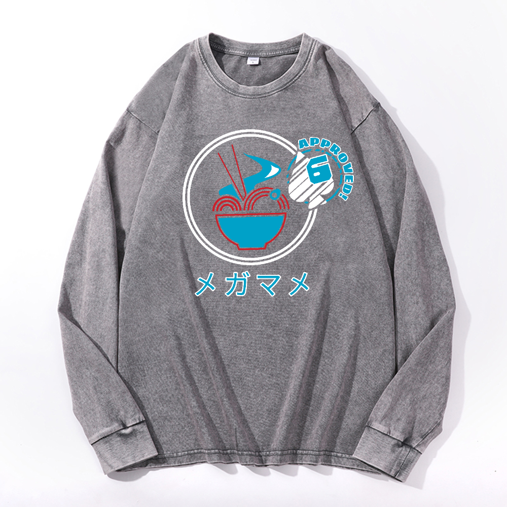 Ramen Vintage Cotton Wash Crewneck Long-Sleeve T-Shirt