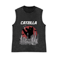 Catzilla Cat Kaiju Pure Cotton Wash-Dyed Sleeveless Tank Top