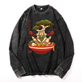 Bonsai Vintage Cotton Wash Crewneck Long-Sleeve T-Shirt