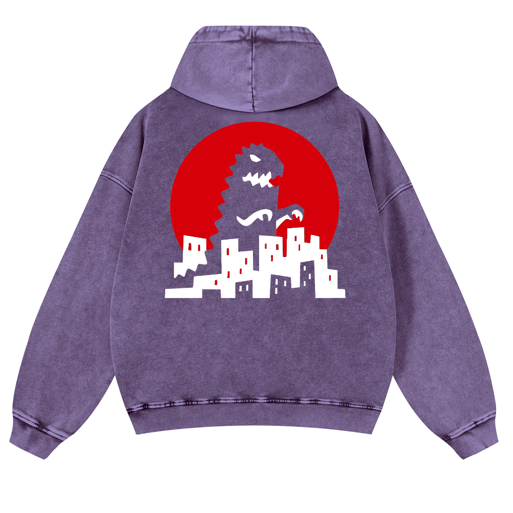 Kaiju Vintage Washed Cotton Back Art Hoodie