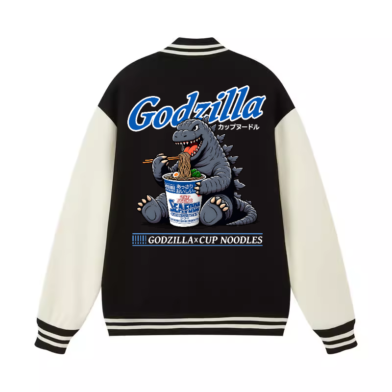 Kaiju Cup Noodles Vintage Cotton Varsity Jacket