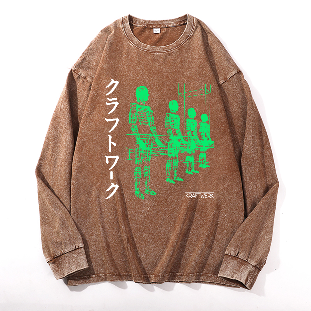 KRAFTWERK Vintage Cotton Wash Long-sleeve T-shirt