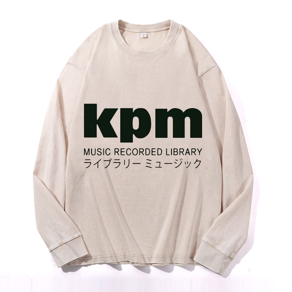 KPM Music Recorded Library Vintage Cotton Wash Crewneck Long-Sleeve T-Shirt