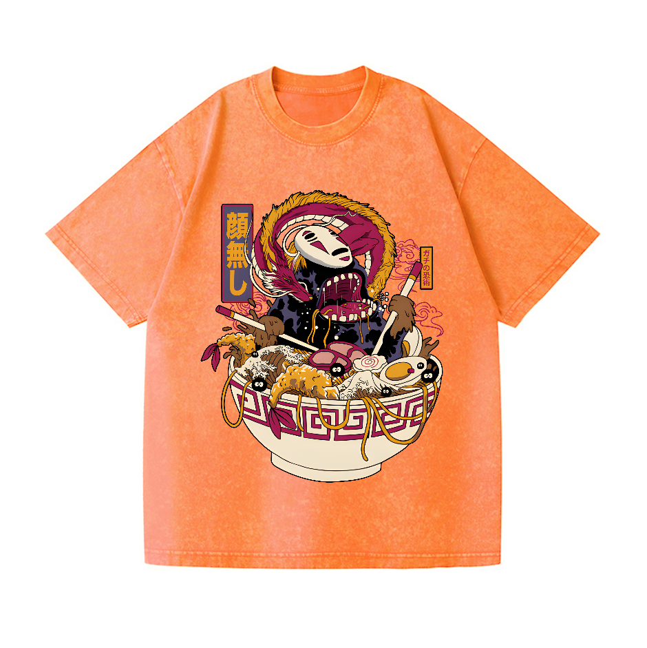 No Face Kaonashi Ramen Vintage Wash Japanese Design T-Shirt