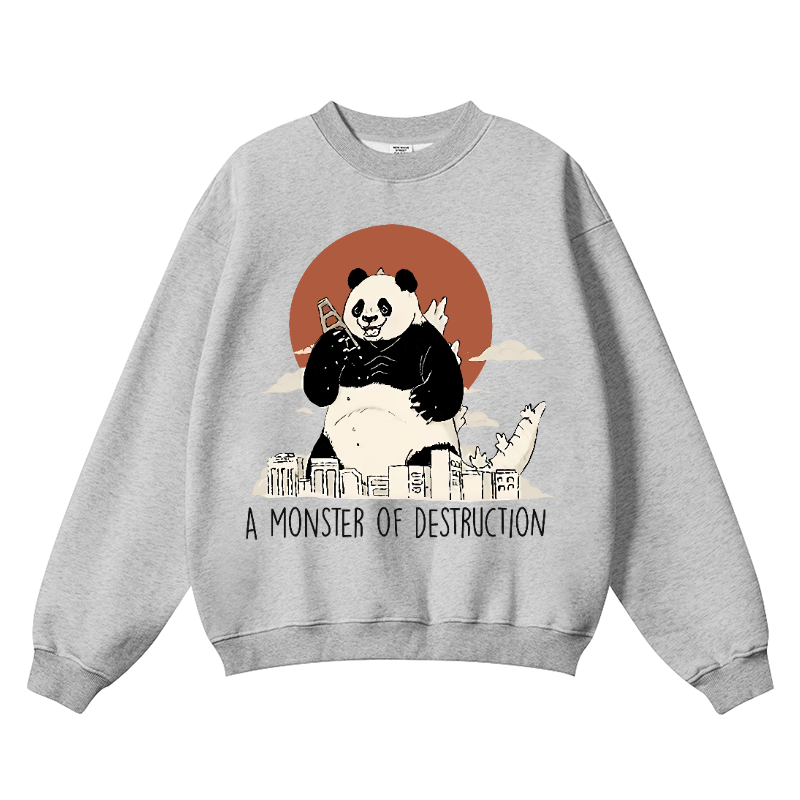 Panda Kaiju Vintage Cotton Blend Crewneck Sweatshirt