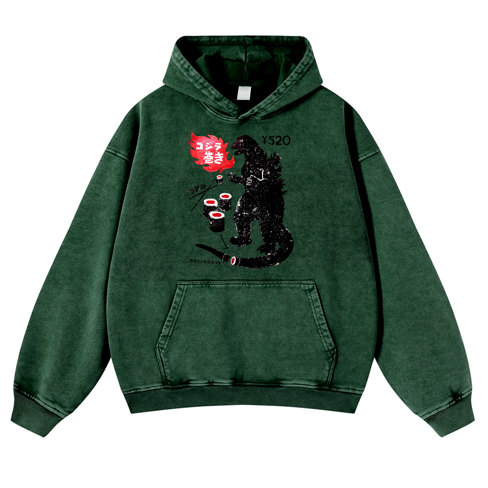 Sushi Kaiju Vintage Washed Thick Cotton Hoodie