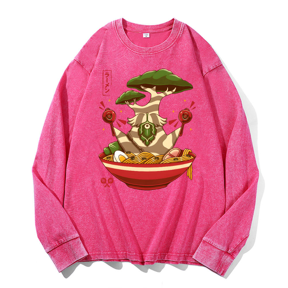 Bonsai Vintage Cotton Wash Crewneck Long-Sleeve T-Shirt