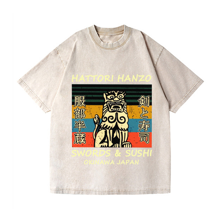 Hattori Hanzo Komainu Okinawa Japan Vintage Wash Japanese Design T-Shirt
