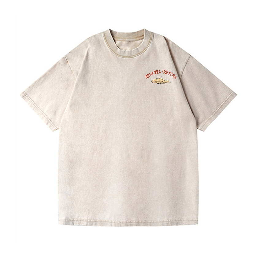 Capybara Great Wave Vintage Wash Japanese Design Back Art T-Shirt