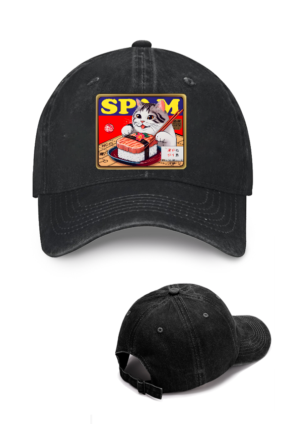 Spam SuShi Cat Vintage Cotton Cap