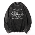 Cat Vintage Cotton Wash Crewneck Long-Sleeve T-Shirt