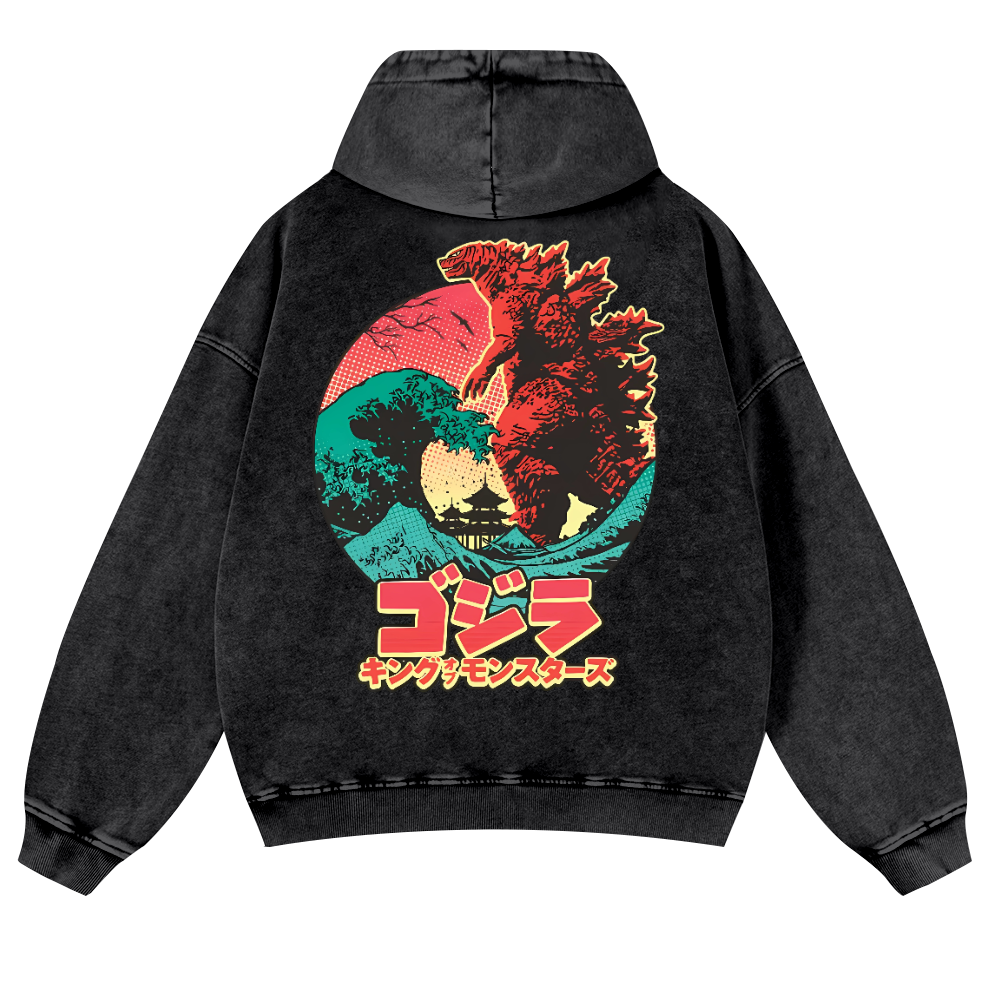 Kaiju Vintage Washed Cotton Back Art Hoodie