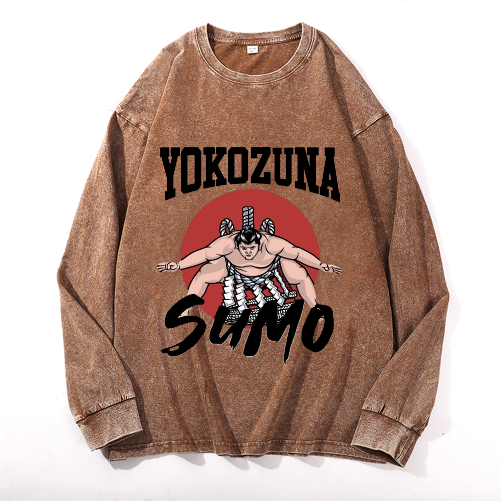Vintage Cotton Wash Crewneck Long-Sleeve T-Shirt